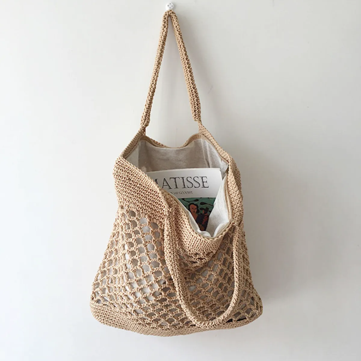 Elena Handbags Retro Fish Net Cotton Knitted Shoulder Bag