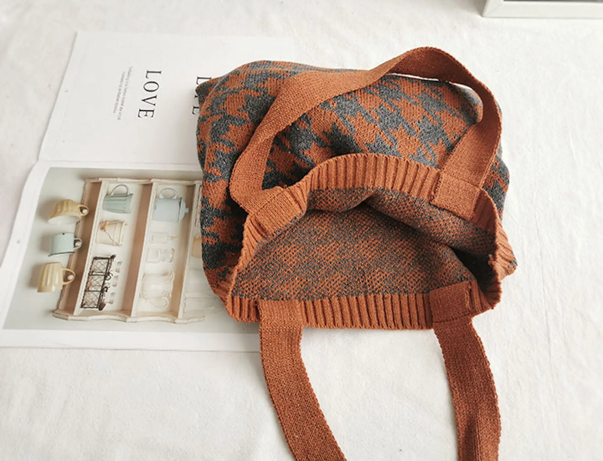 Elena Handbags Retro Patterned Knit Bag