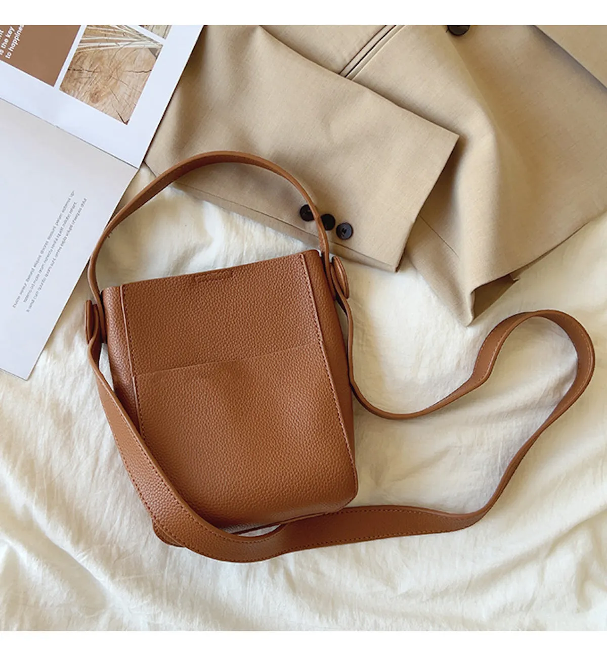 Elena Handbags Simple Leather Camera Sling Bag