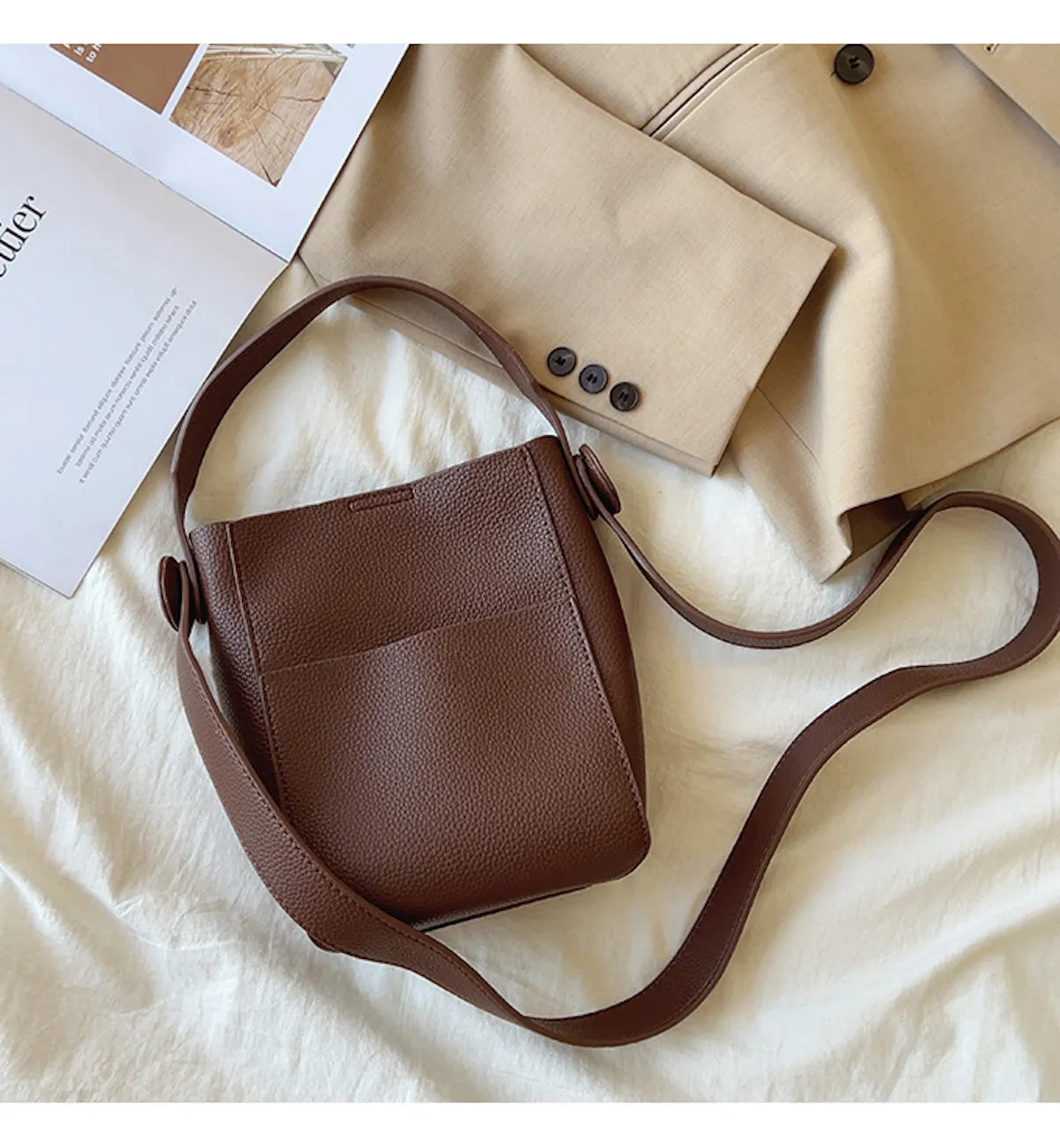 Elena Handbags Simple Leather Camera Sling Bag