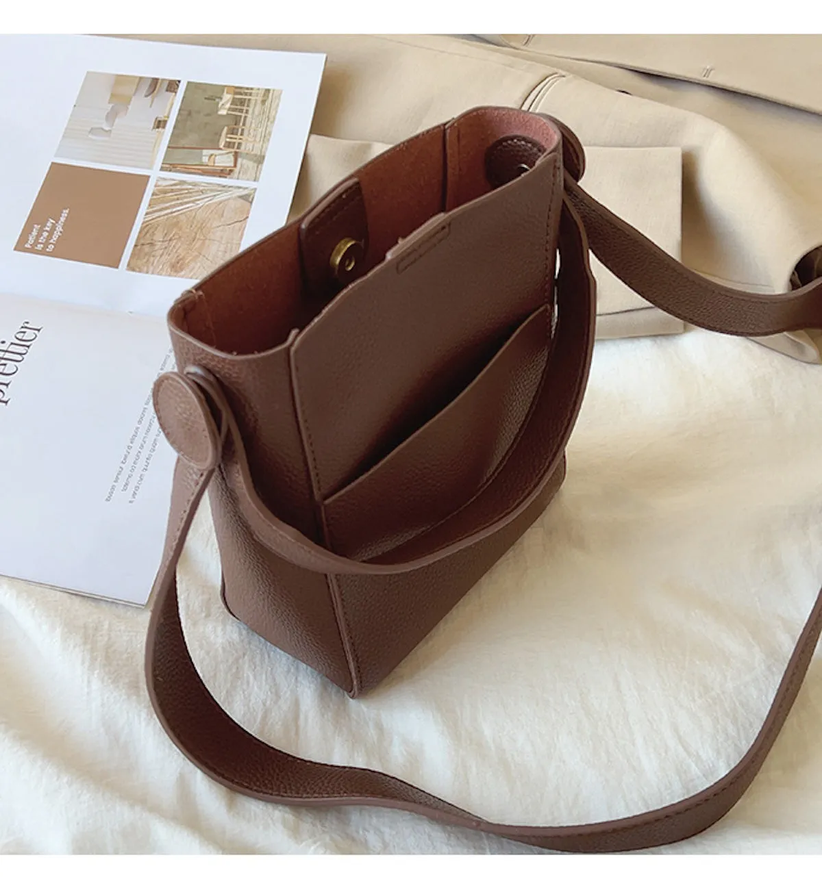 Elena Handbags Simple Leather Camera Sling Bag