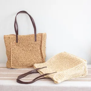 Elena Handbags Straw Woven Square Tote