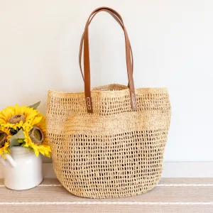 Elena Handbags Women's Large Soft Raffia Woven Summer Straw Tote