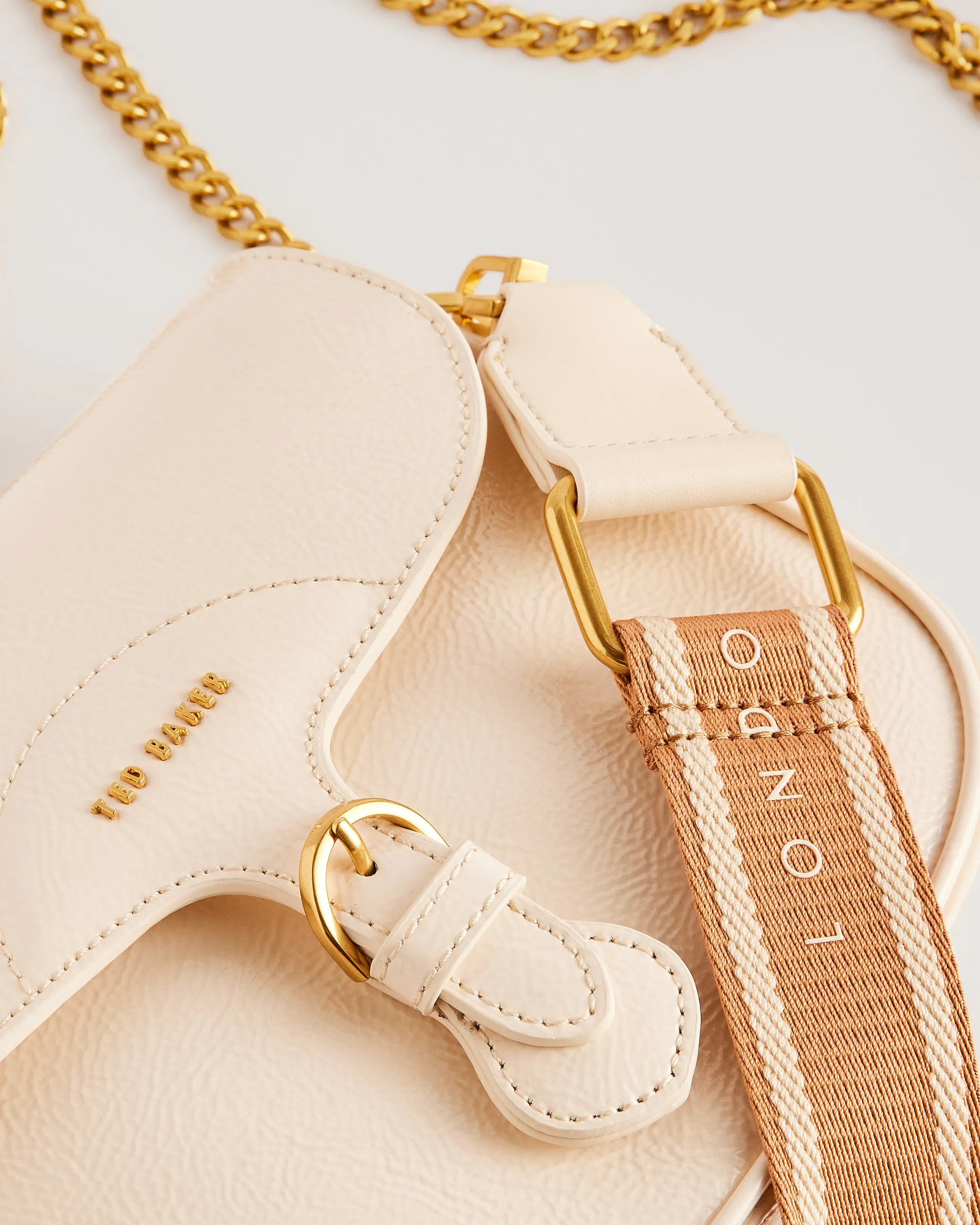 Ivory Esia Webbing Crossbody Saddle Bag with Adjustable Strap