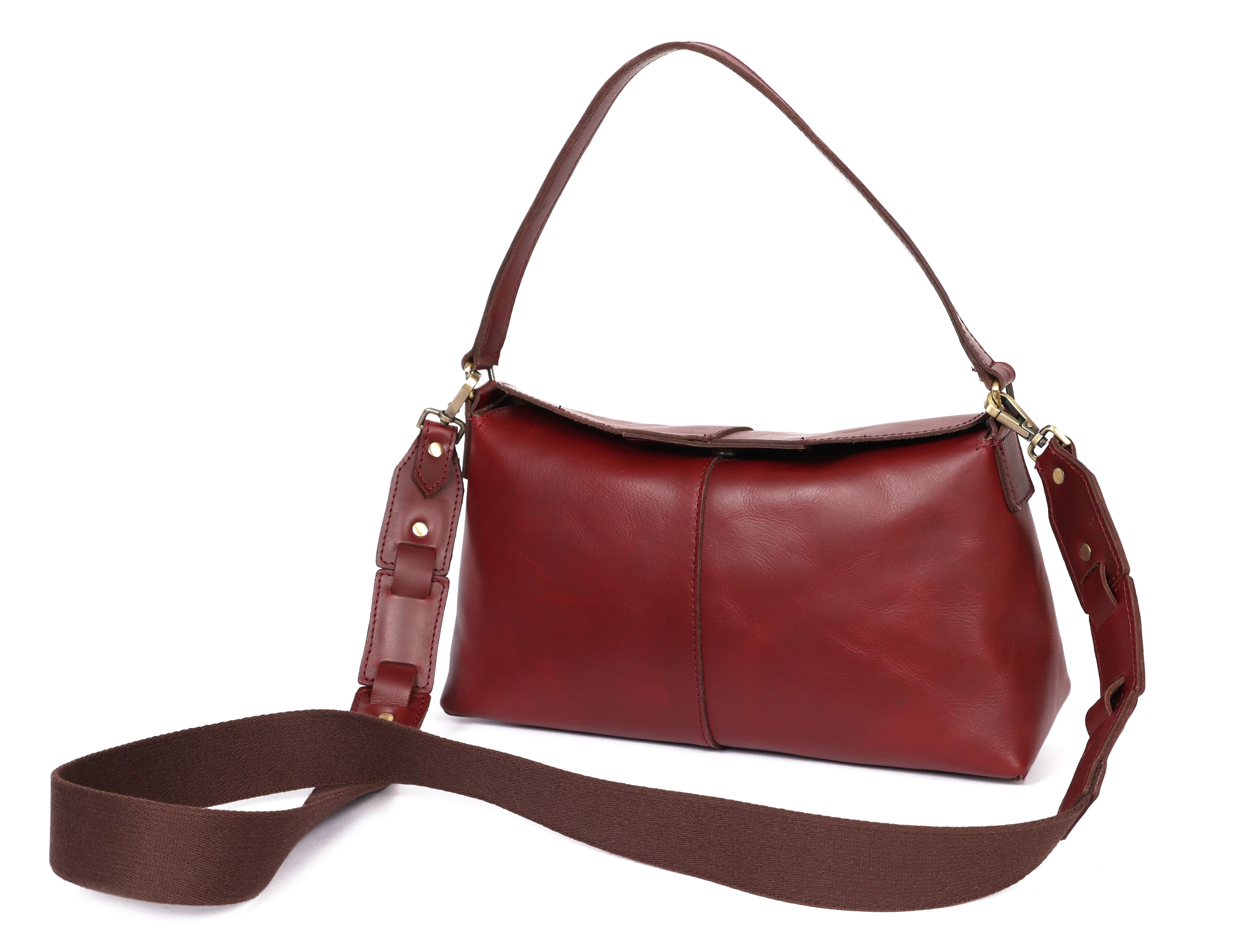 Exquisite Burgundy Leather Sling Bag, Art: BG-1744