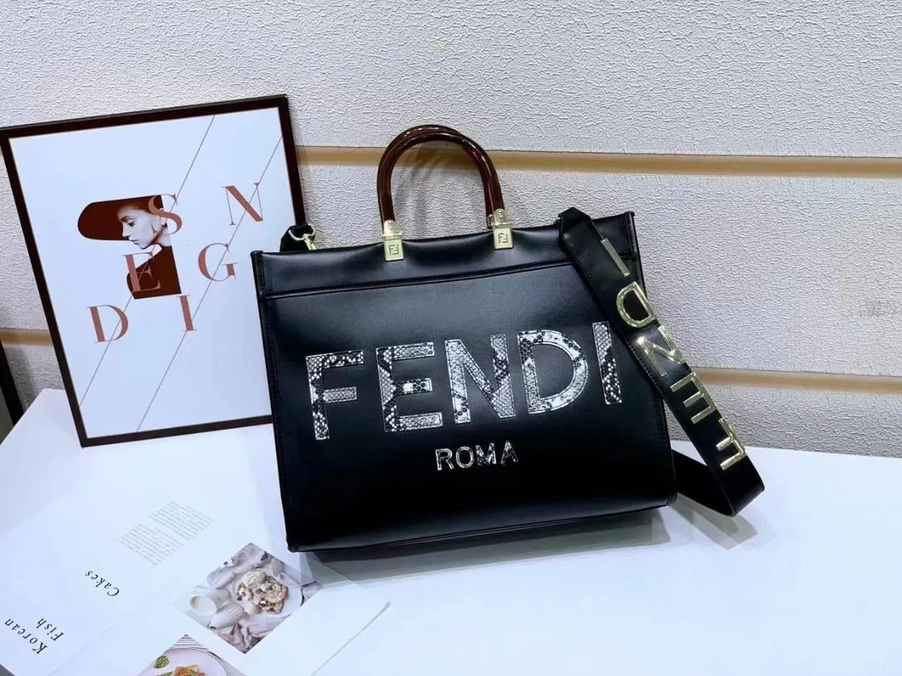 Fendi-Inspired Premium Womens Handbag - Elegant Black Edition