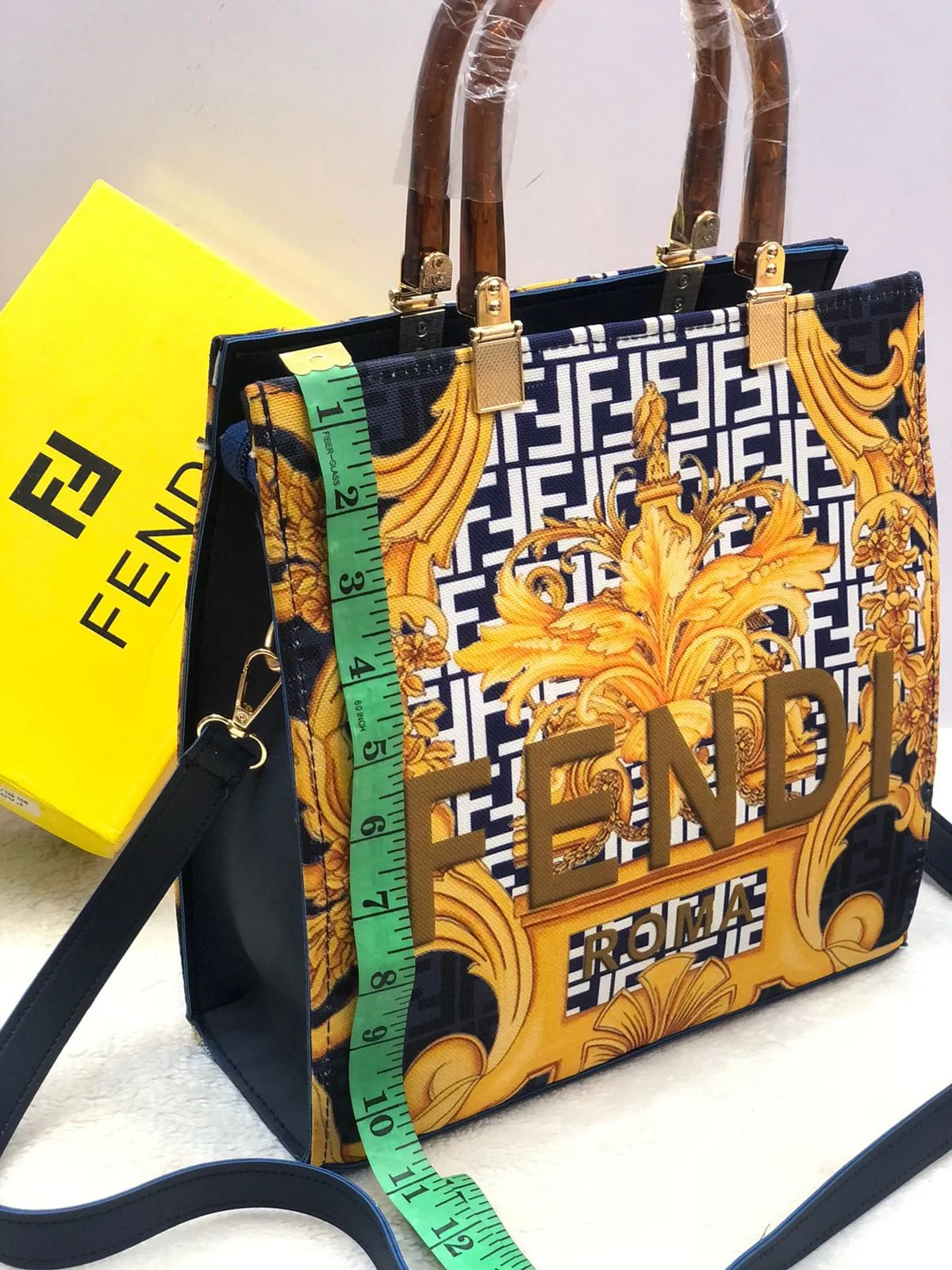 Fendi Roma Ladies Handbag - New Arrival - Masterpiece (Yellow / Black)