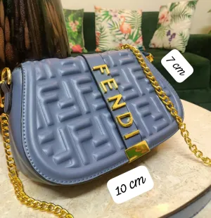 Fendi Women's Bag with Half Belt and Half Chain (Blue)