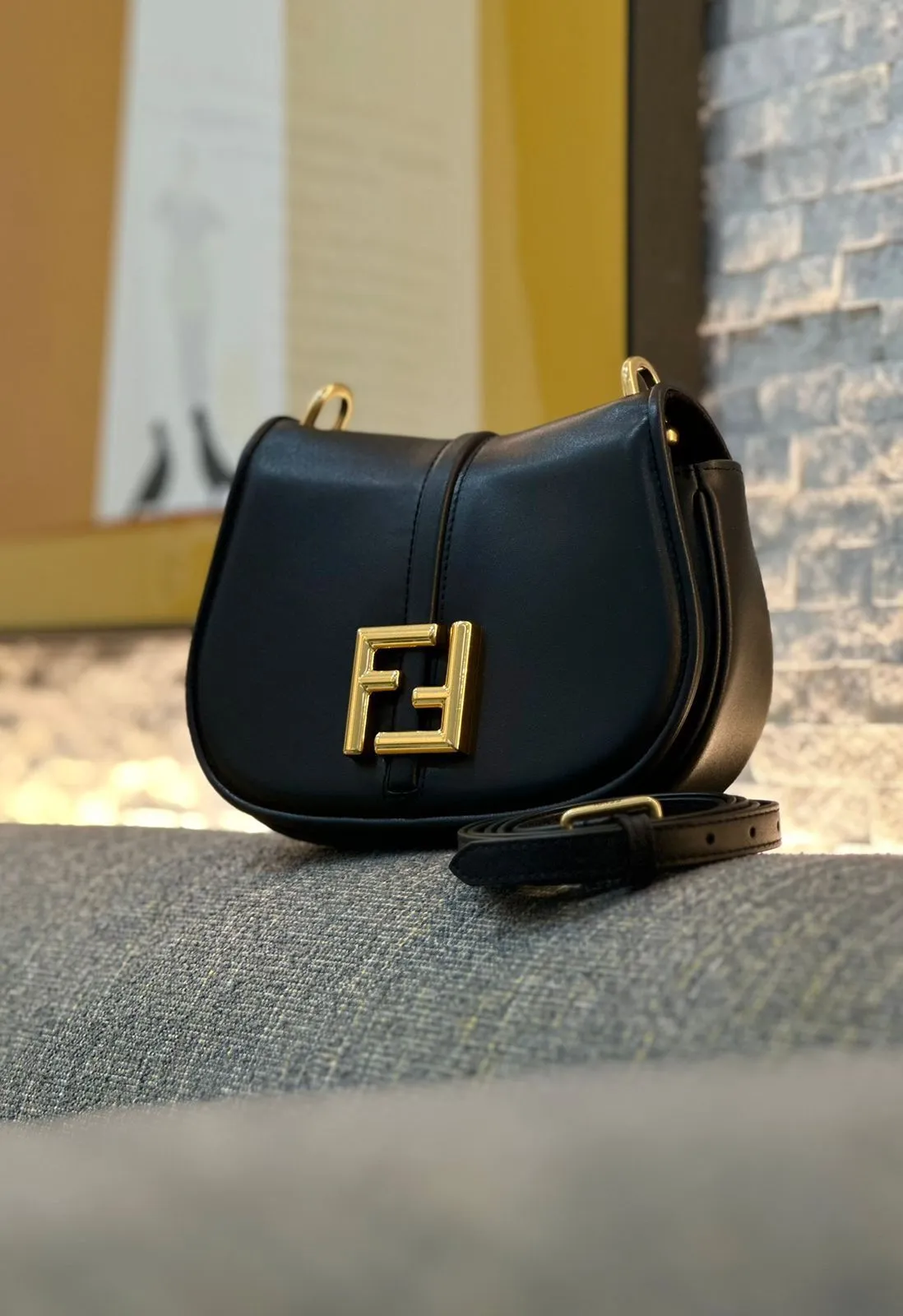 Fendi Women's Crossbody Bag with Long Belt (Black)