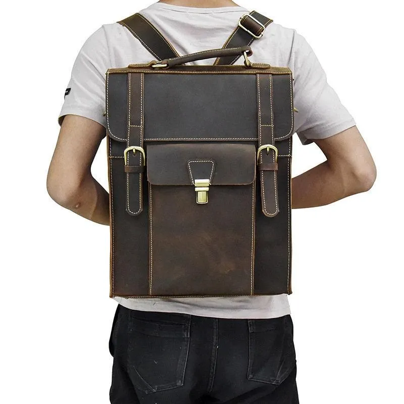 Full Grain Leather Backpack, Brown Leather Backpack, Men Leather Backpack, Laptop Bag gifts for him, gifts for sons, boys