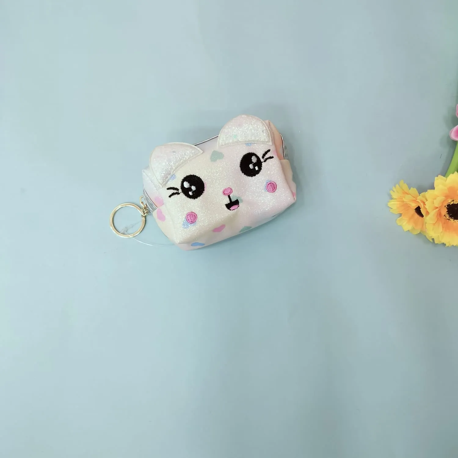 Funny, Shy , Angry Cat  Theme 2in1  Coin pouch And Keychain.