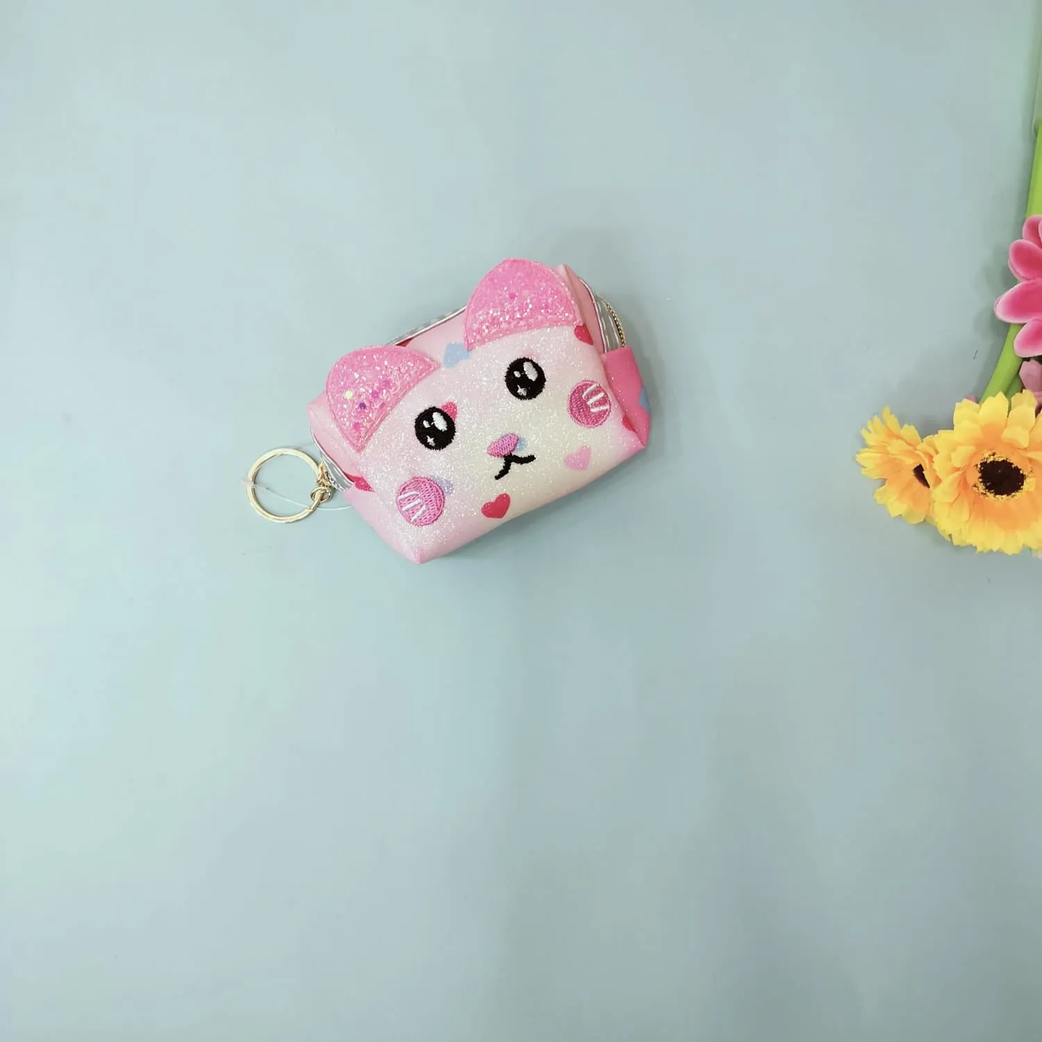 Funny, Shy , Angry Cat  Theme 2in1  Coin pouch And Keychain.