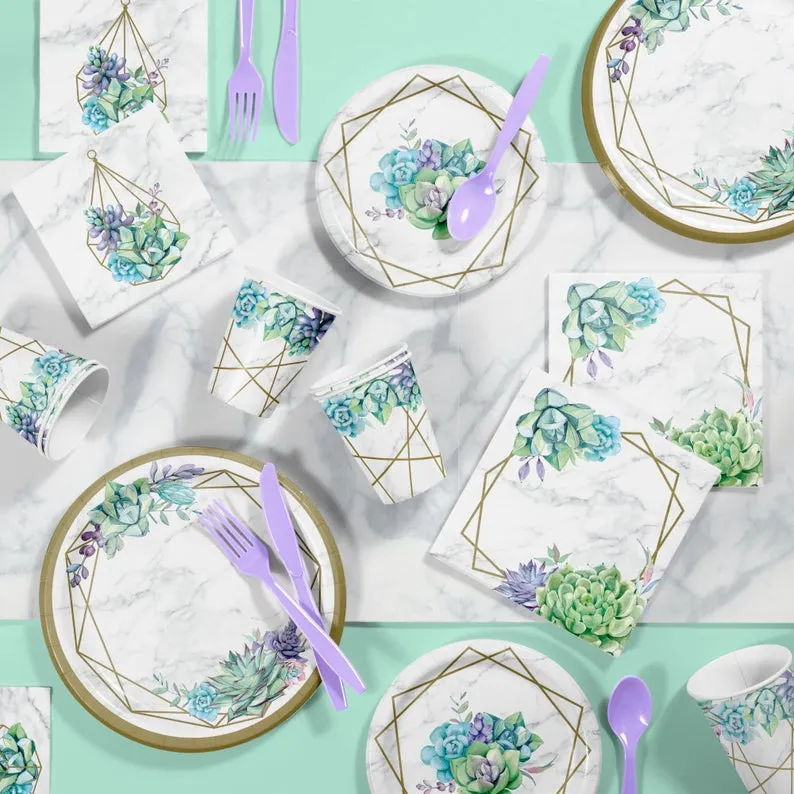 Geometric Succulent Dinner Plates