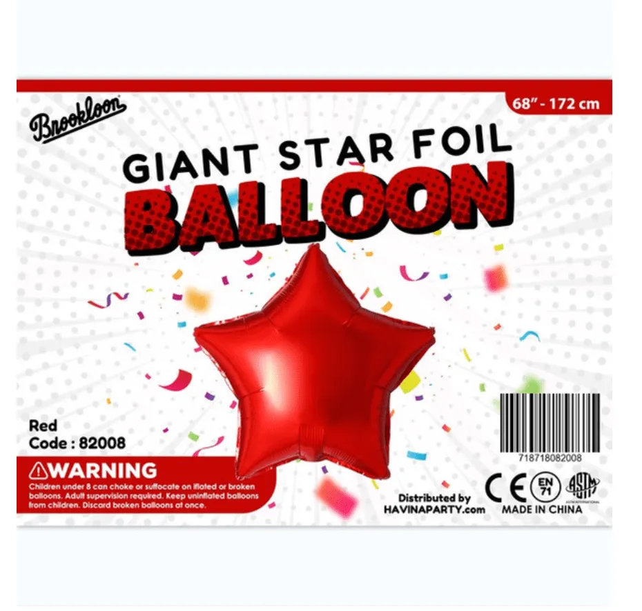 Giant Foil Star - Red 68"