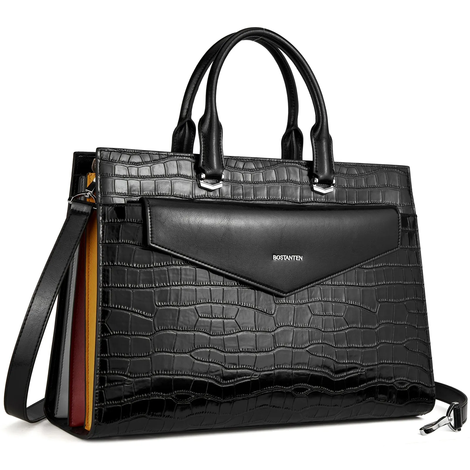 Glora Crocodile Slim Computer Briefcase For Professional Women