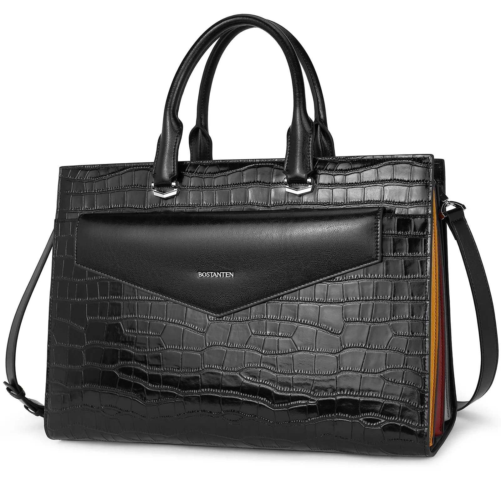 Glora Crocodile Slim Computer Briefcase For Professional Women