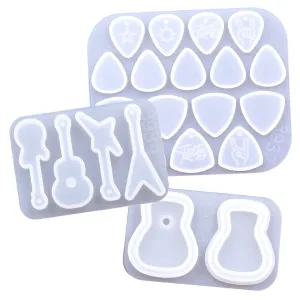 Guitar Charms & Guitar Picks Container Silicone Molds Bundle (3 pieces)