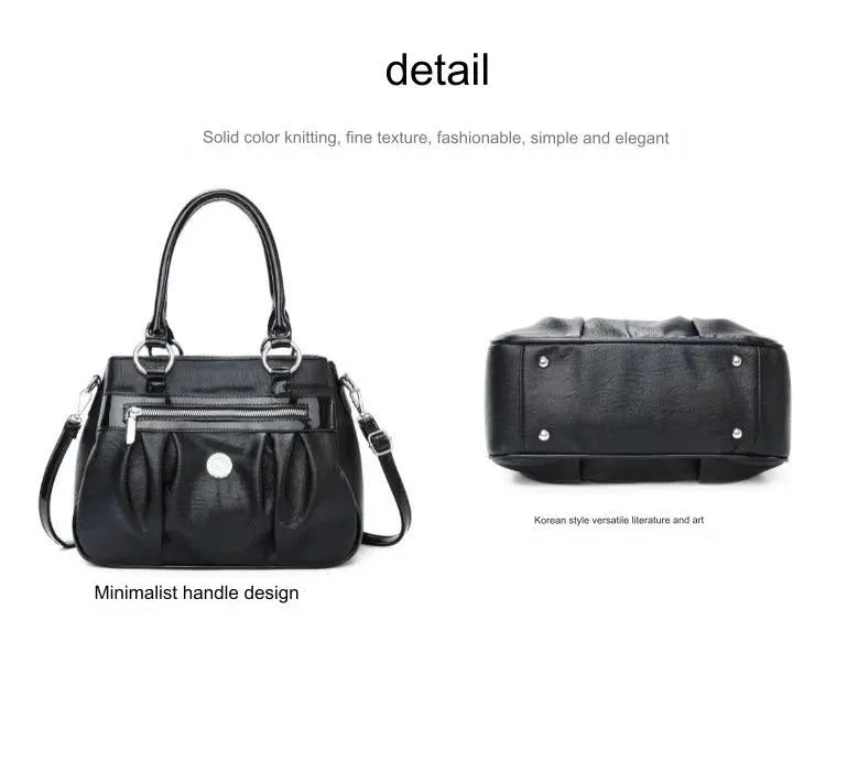 Handbag 3 Layers Leather Bags Women Vintage Shoulder Bags A13