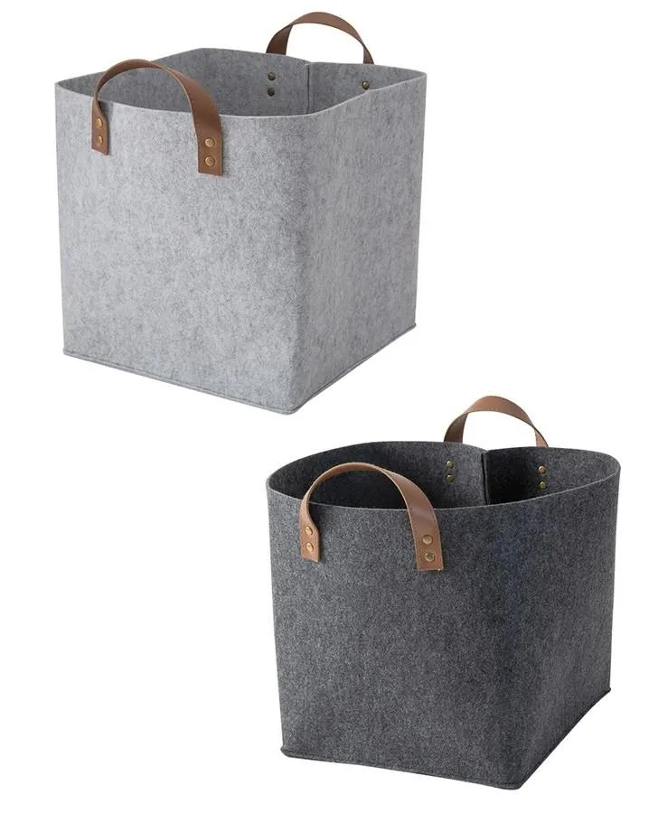 Heather Grey Felt Storage Cube