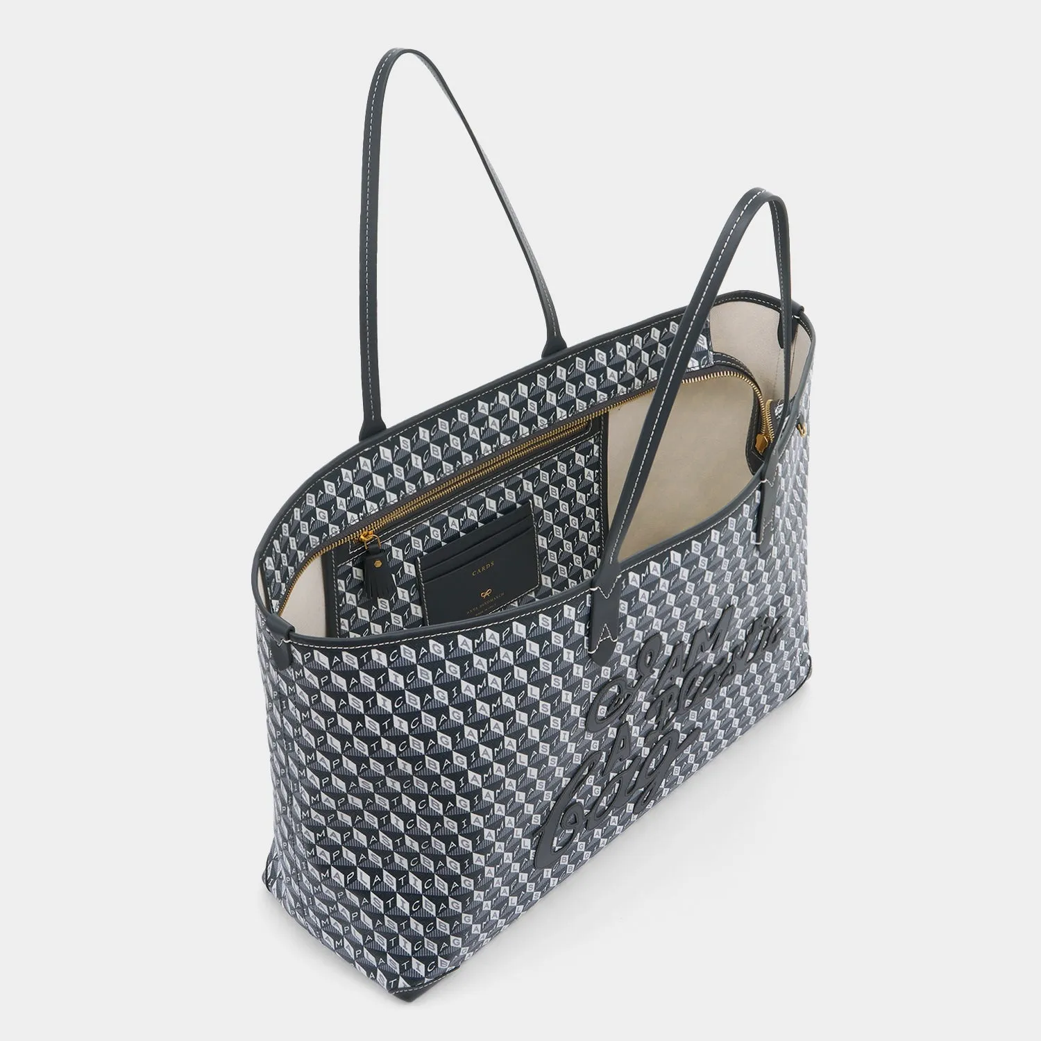 I Am A Plastic Bag Zipped Motif Tote