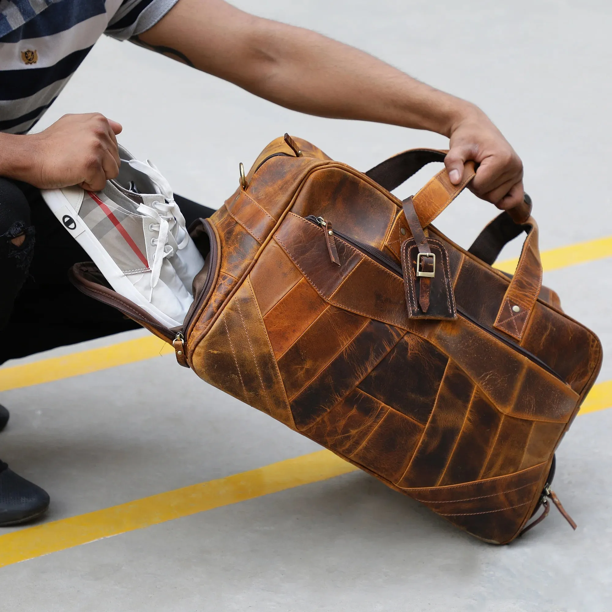 John Leather Travel Duffle Bag