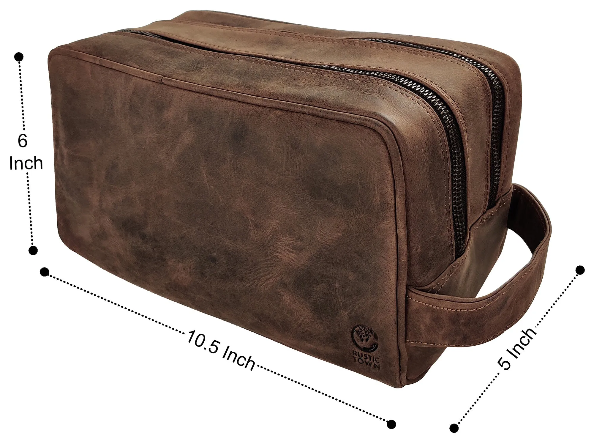 Johnny Men's Leather Travel Dopp Kit (Dark Brown) - Mike