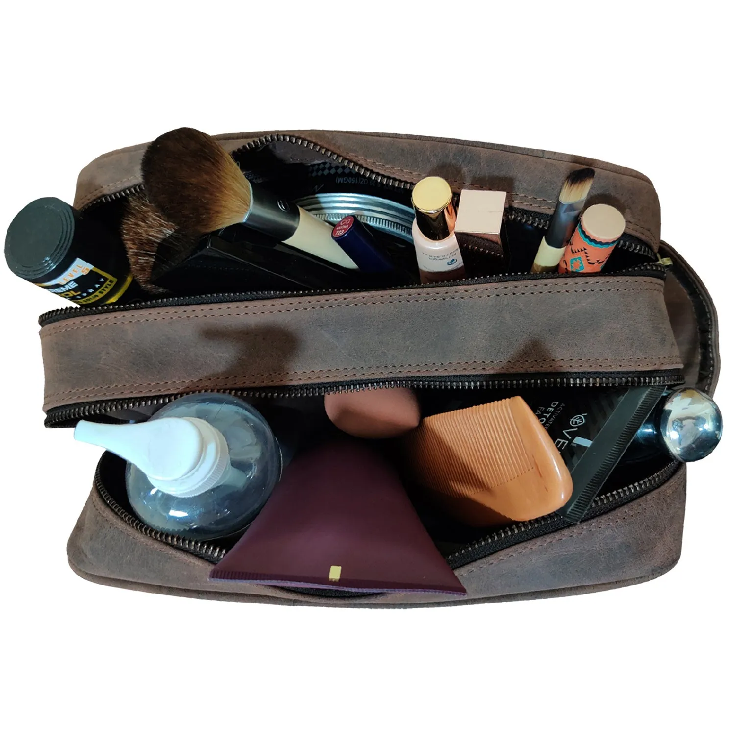 Johnny Men's Leather Travel Dopp Kit (Dark Brown) - Mike