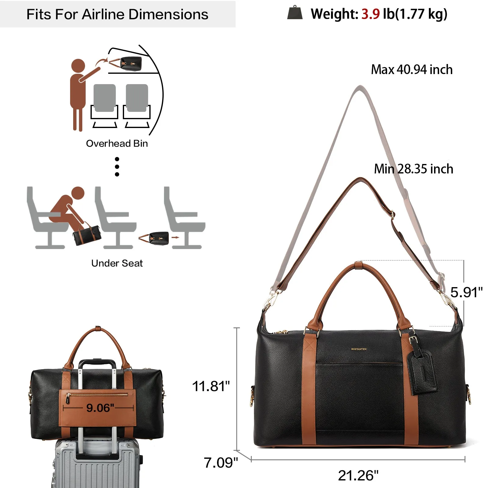 Judea Travel Duffle Bags Flight Friendly - Full Grain Italy Leather