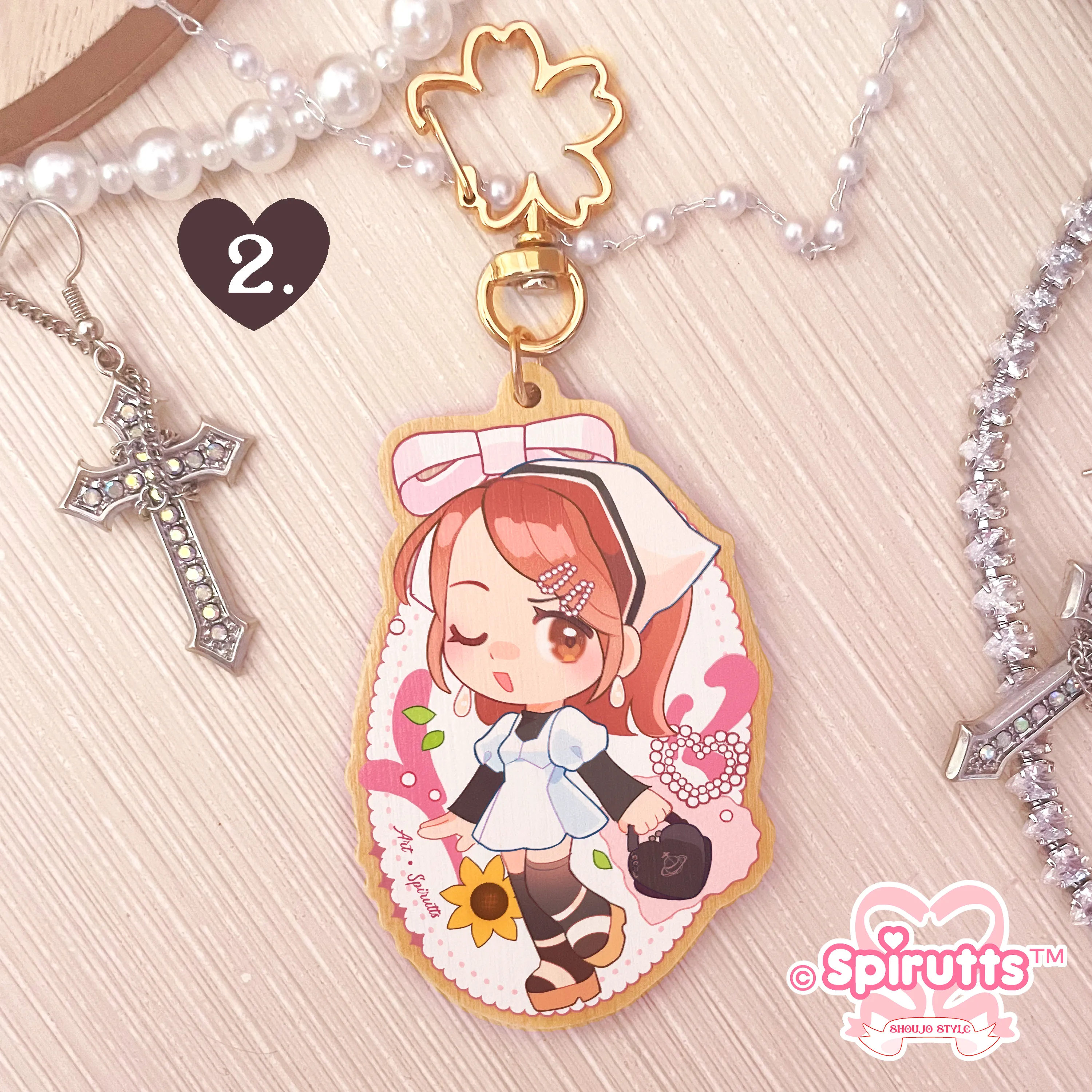 KEYCHAIN(S) - Nana / Retro Anime / punk / couples accessory - Double-sided wooden charm/Matching Pair/Gold clip attachments