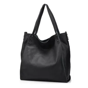 Large Leather Tote Bag | Cowhide Leather Tote Bag, Personalized gifts, Black