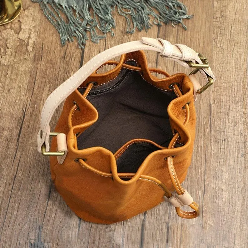 Leather Bucket bag Valentines Day gift Personalised Bag Shoulder Bag, Cross Body Bag, Tan Leather Bag, Crossbody Bag, Gift for her