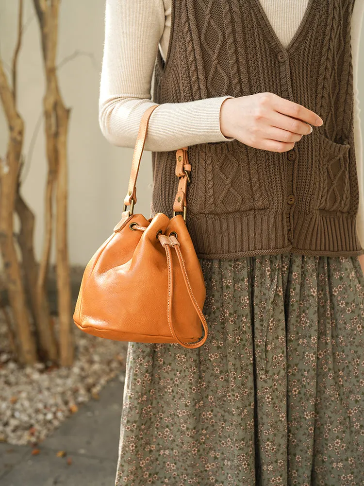 Leather Bucket bag Valentines Day gift Personalised Bag Shoulder Bag, Cross Body Bag, Tan Leather Bag, Crossbody Bag, Gift for her