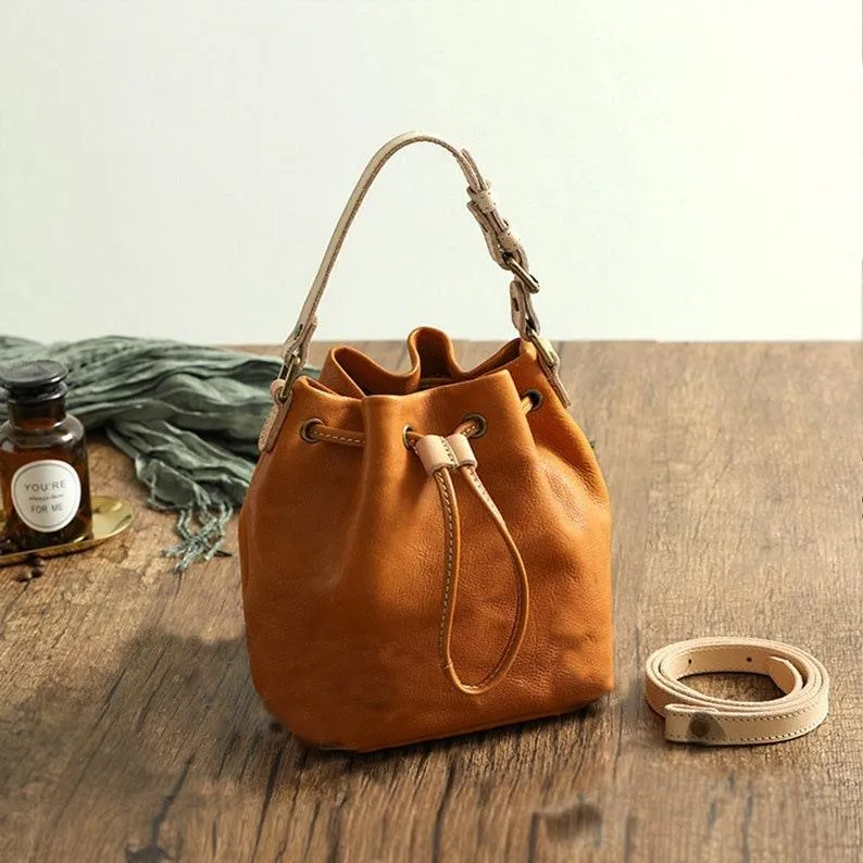 Leather Bucket bag Valentines Day gift Personalised Bag Shoulder Bag, Cross Body Bag, Tan Leather Bag, Crossbody Bag, Gift for her