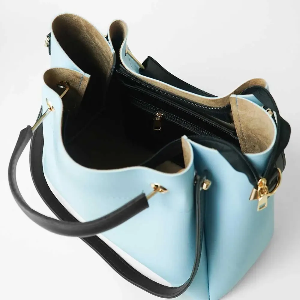 Light Blue 2 in 1 Ladies Tote Bag 8850-2