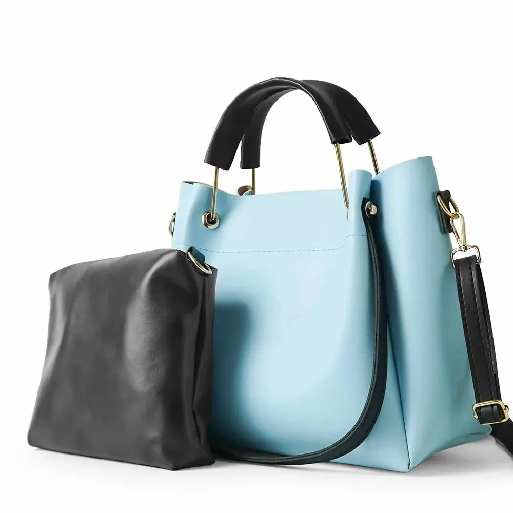 Light Blue 2 in 1 Ladies Tote Bag 8850-2