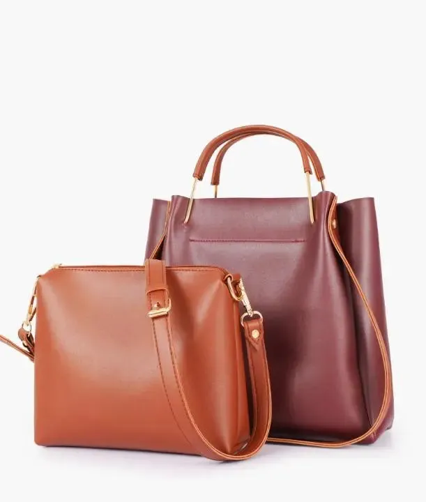 Maroon 2 in 1 Ladies Tote Bag 8850-12