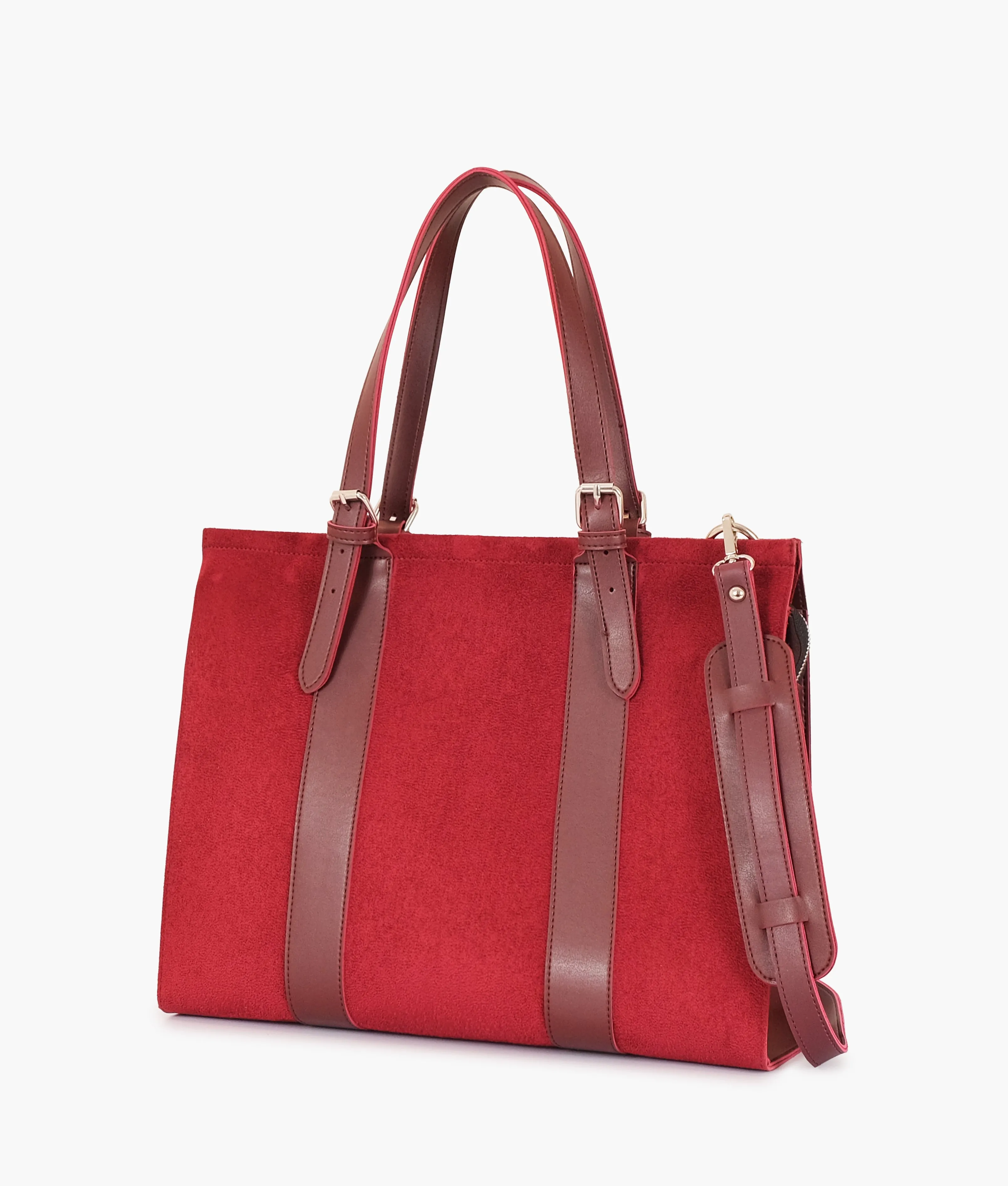 Maroon Suede Tote Bags With Sleeve 612