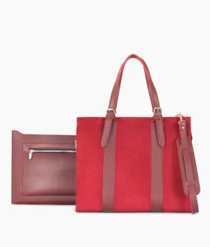 Maroon Suede Tote Bags With Sleeve 612