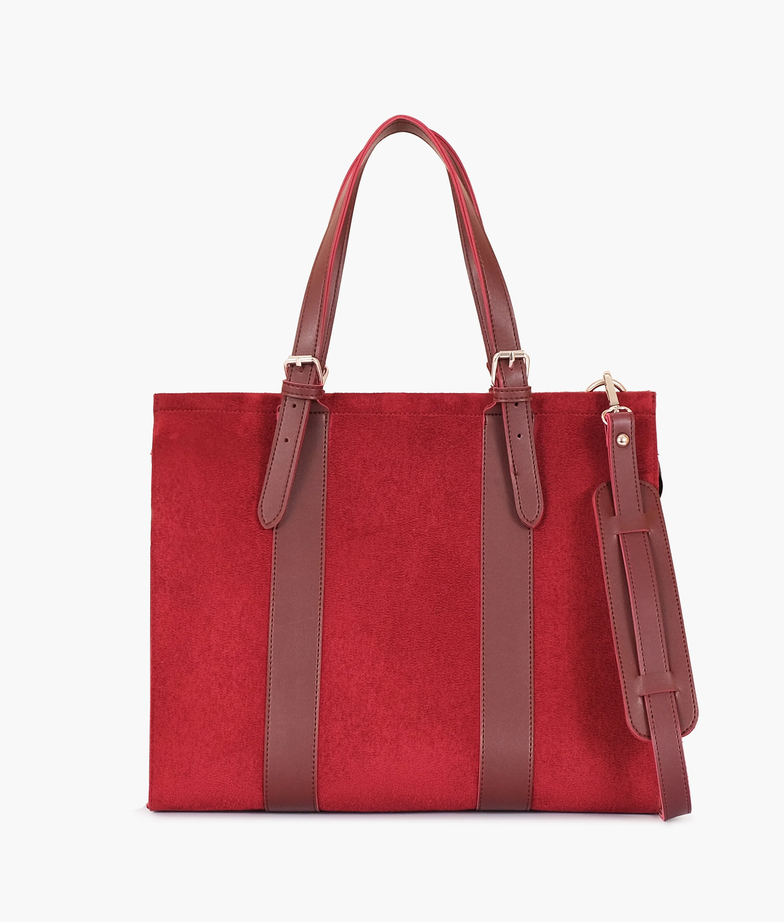 Maroon Suede Tote Bags With Sleeve 612