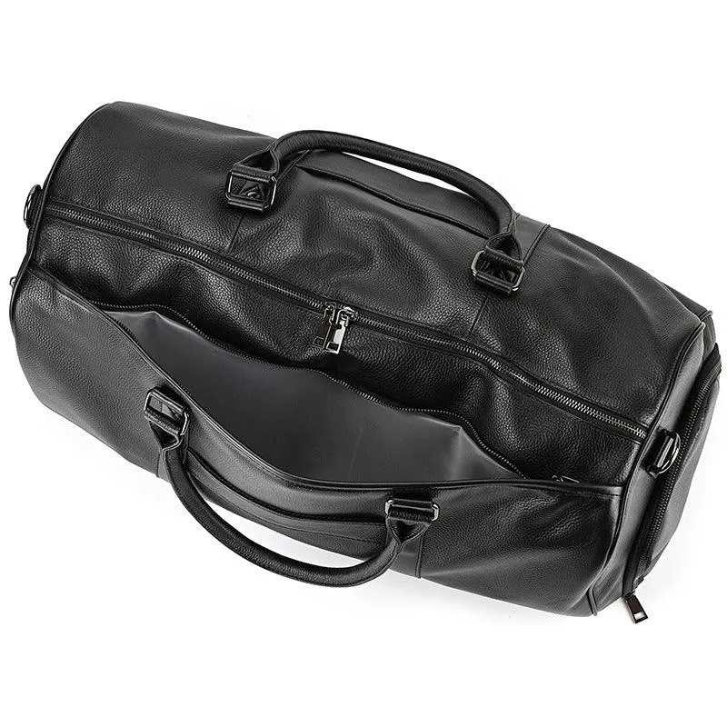 Men's or Women's Premium Leather Travel Duffel Bag | Carry-All Duffel - Handcrafted Waterproof Gym Carry-On with Shoe Compartment,