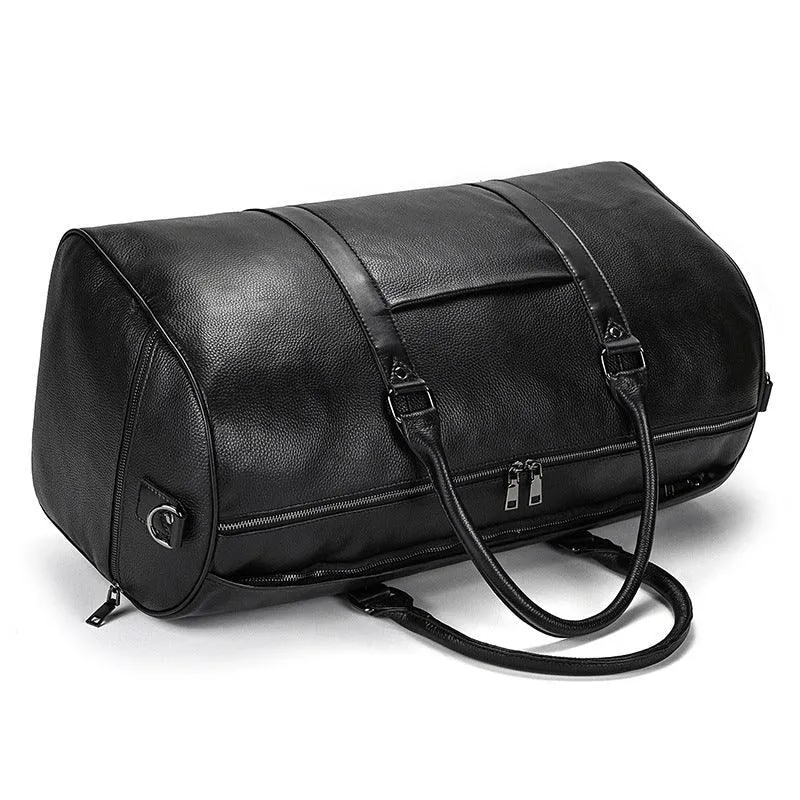 Men's or Women's Premium Leather Travel Duffel Bag | Carry-All Duffel - Handcrafted Waterproof Gym Carry-On with Shoe Compartment,