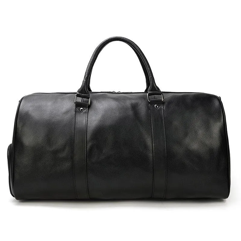 Men's or Women's Premium Leather Travel Duffel Bag | Carry-All Duffel - Handcrafted Waterproof Gym Carry-On with Shoe Compartment,