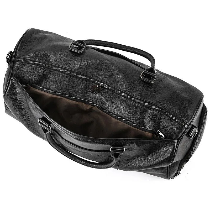 Men's or Women's Premium Leather Travel Duffel Bag | Carry-All Duffel - Handcrafted Waterproof Gym Carry-On with Shoe Compartment,