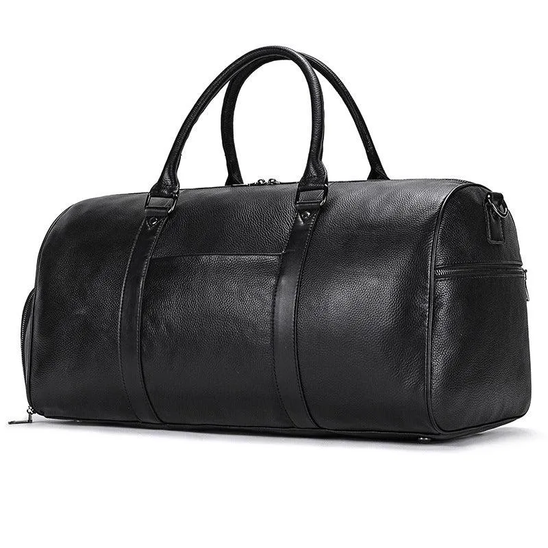 Men's or Women's Premium Leather Travel Duffel Bag | Carry-All Duffel - Handcrafted Waterproof Gym Carry-On with Shoe Compartment,