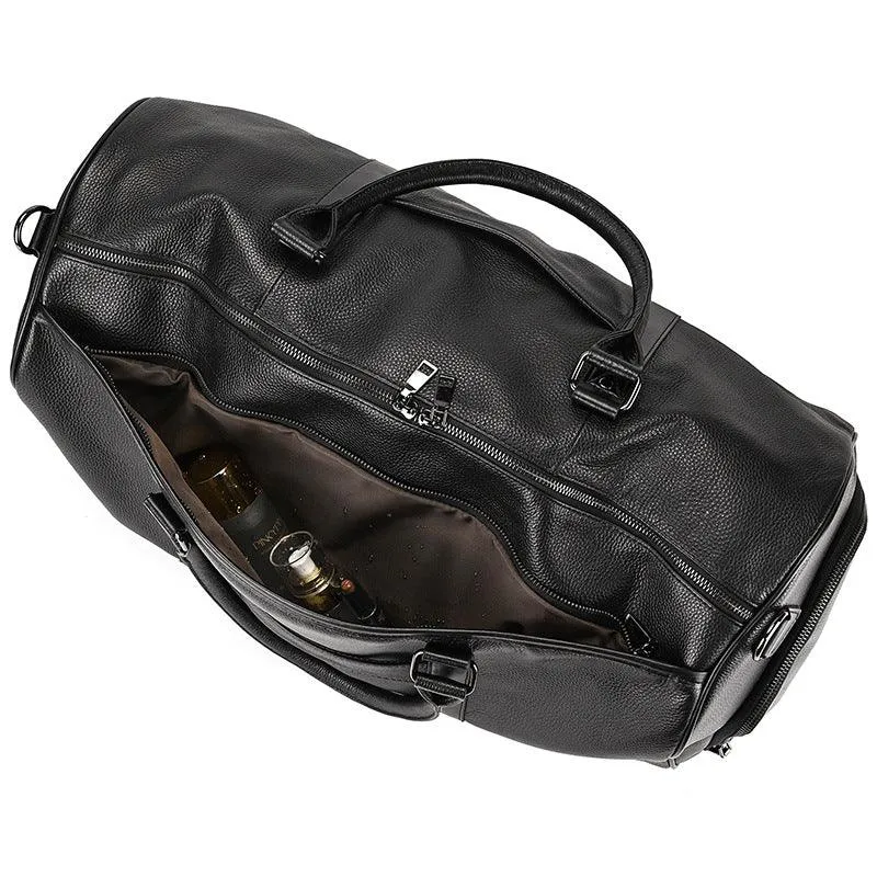 Men's or Women's Premium Leather Travel Duffel Bag | Carry-All Duffel - Handcrafted Waterproof Gym Carry-On with Shoe Compartment,