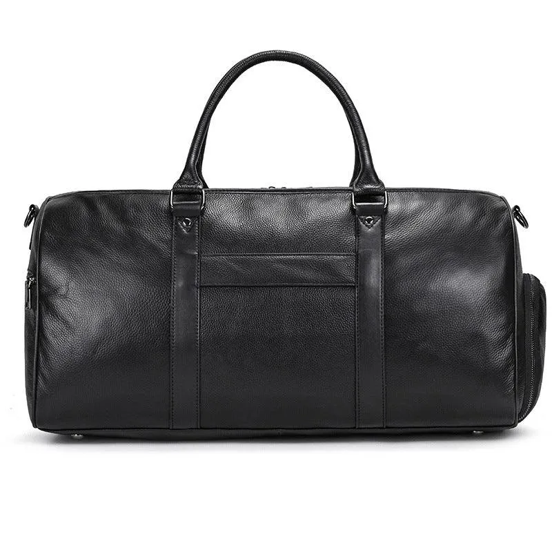 Men's or Women's Premium Leather Travel Duffel Bag | Carry-All Duffel - Handcrafted Waterproof Gym Carry-On with Shoe Compartment,