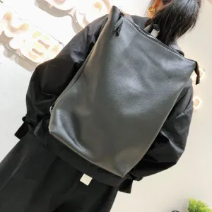 Minimalist black cowhide leather backpack women,Leather backpack, leather backpack men, Handcrafted Leather rectangle backpack laptop bag