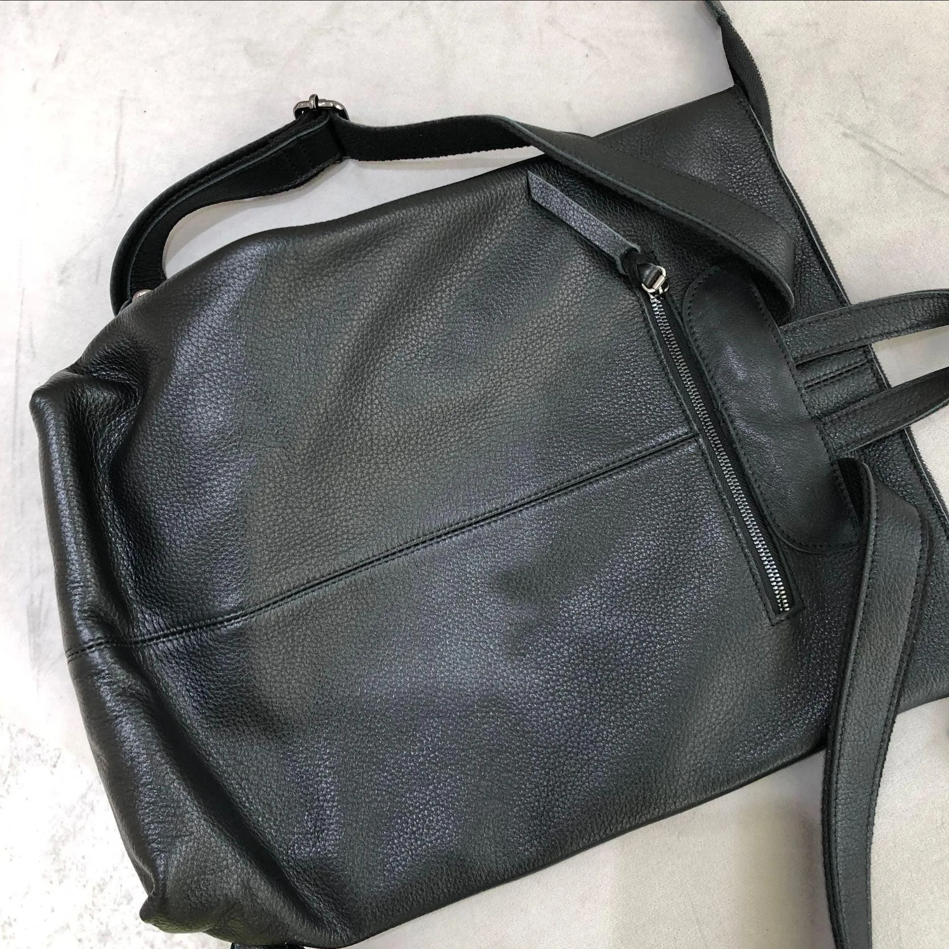 Minimalist black cowhide leather backpack women,Leather backpack, leather backpack men, Handcrafted Leather rectangle backpack laptop bag