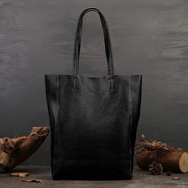 Minimalist Leather Tote Bag Casual Distressed Leather Bag Large Shopper Bag Leather Diaper Bag Slouchy Tote Shoulder Bag Birthday Gift