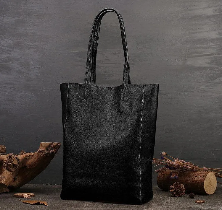 Minimalist Leather Tote Bag Casual Distressed Leather Bag Large Shopper Bag Leather Diaper Bag Slouchy Tote Shoulder Bag Birthday Gift